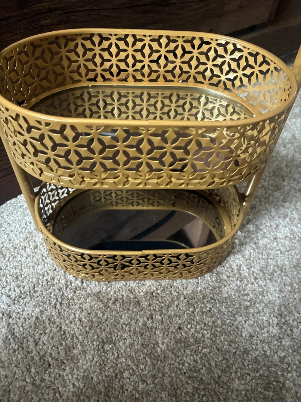 Gold Decorative Two-Tier Metal Serving Stand - Brand:
